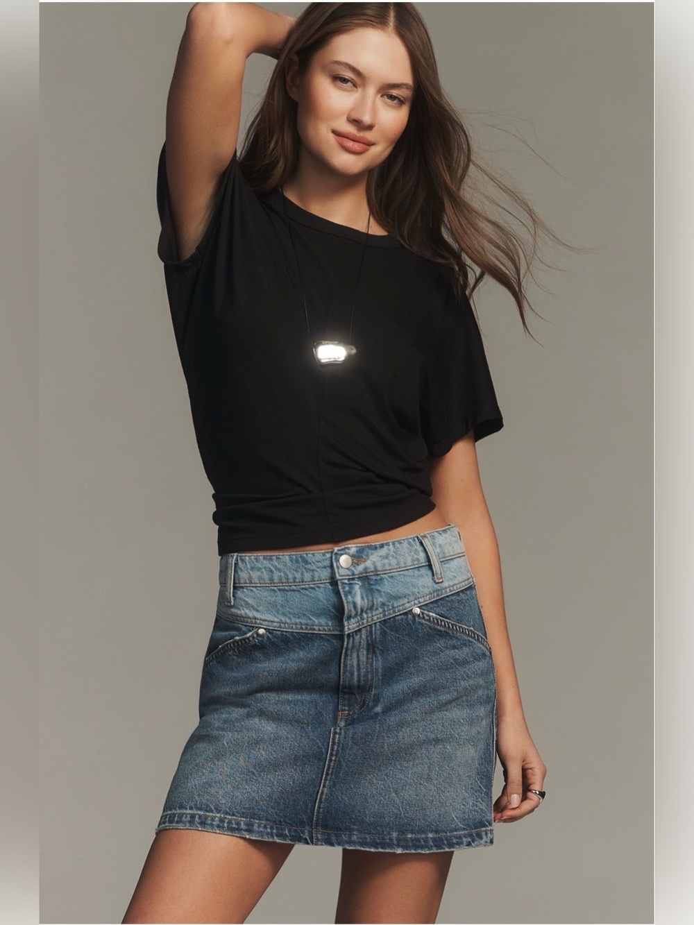 Anthropologie Pilcro Two-Tone Denim Mini Skirt